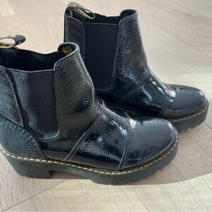 Dr. Martens Boots Womens Black Rozalie Patent Heeled Chelsea Lug Sz 8 EU39